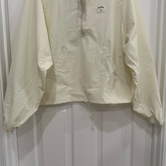 New! Staple Pigeon STPL Cream Half-zip Oversized Windbreaker Jacket Size Medium - Picture 5 of 11